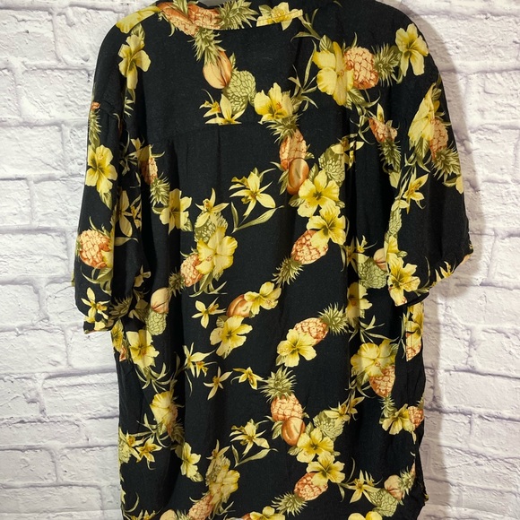 Steve & Barry's Mens Large Classic Black Floral Hawiian Short Sleeve Shirt - Picture 4 of 7